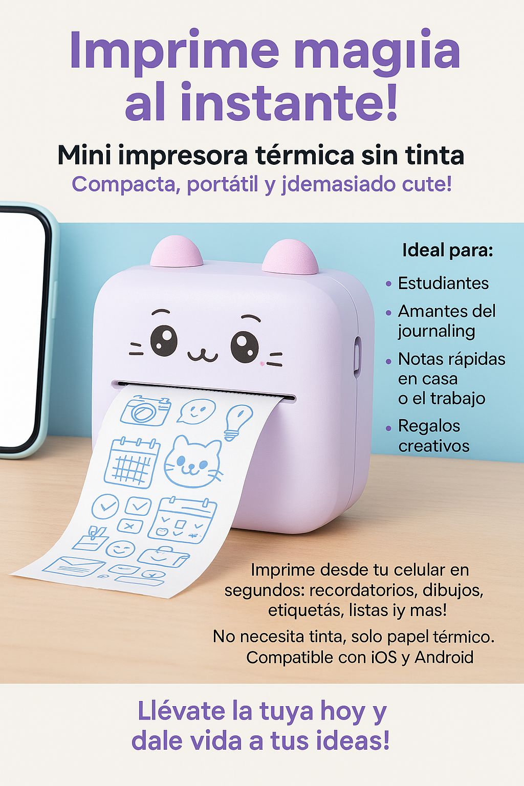 Mini impresora, Ideal para emprendedores.